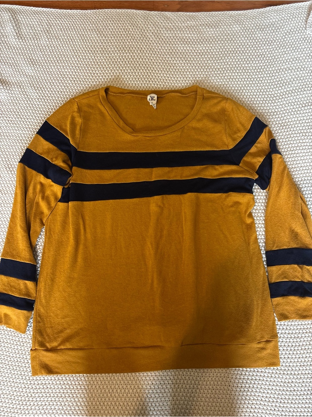 Sew In Love Mustard and Black Striped Long Sleeve Top 2X